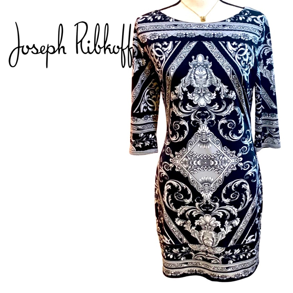 Beautiful 3/4 Sleeve Shift Dress by Joseph Ribkoff EUC- size 8